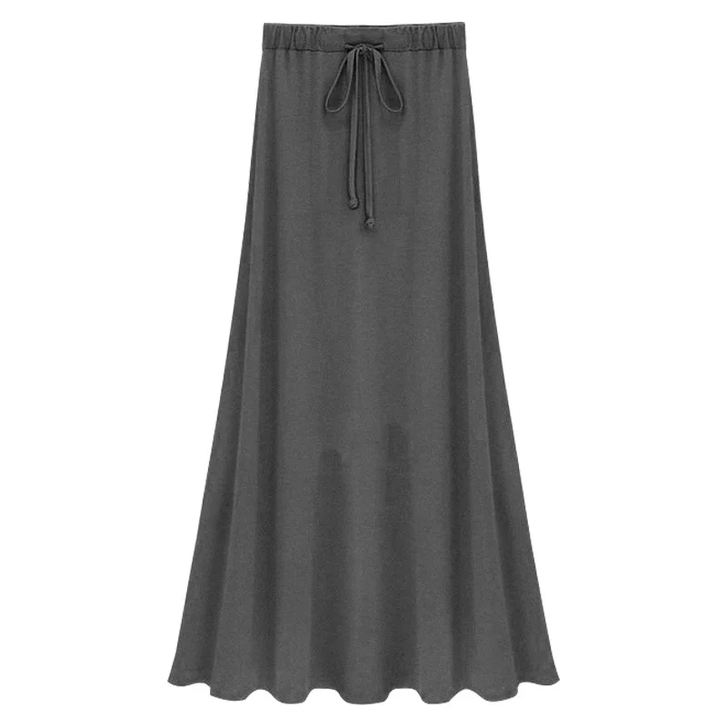 

Midi Skirt Fashion Vintage Elegant Women Summer Autumn Winter Casual Office Loose Solid Draw String Plus Size Slim Vestidos