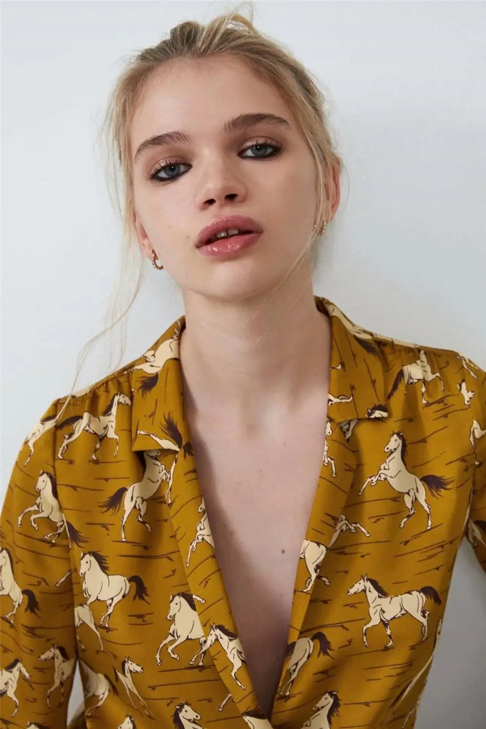 2019 ZA блузка модная Новая Осенняя рубашка с животным богемном для женщин