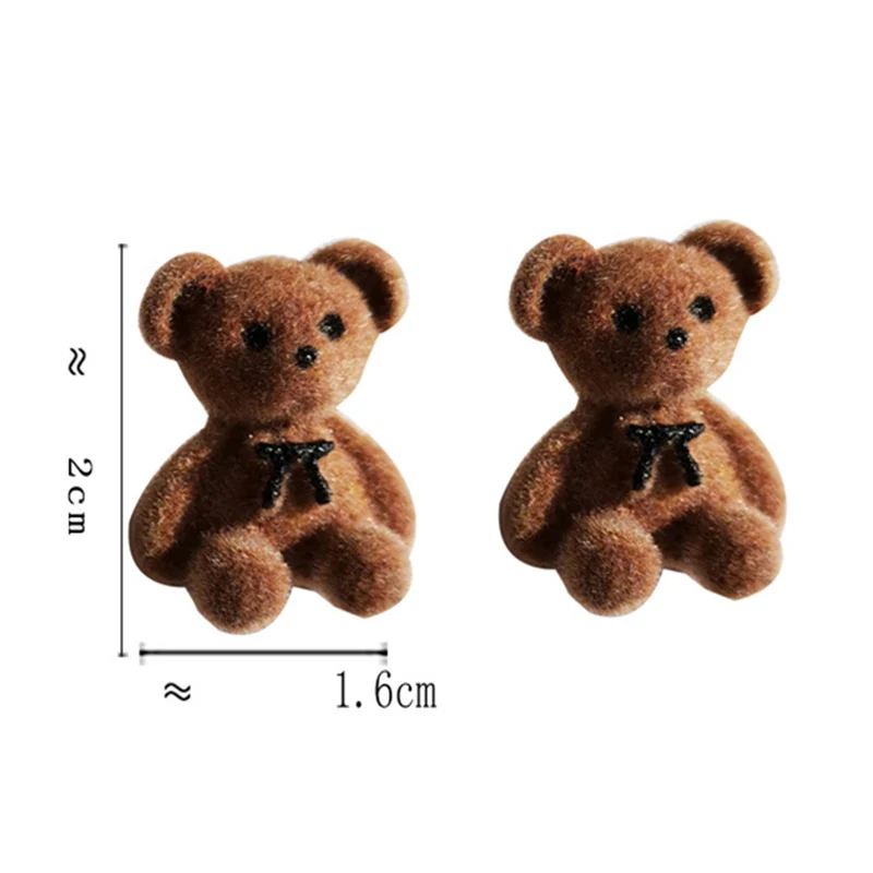 

Christmas Cute Funny Flocking Bow Bear Earrings Stud Korean Cartoon Girl Earrings Winter Wild Plush Ear Jewelry Brincos Gifts