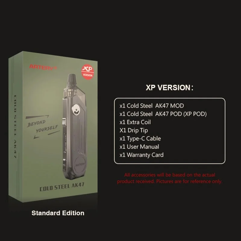 Оригинальная артерия холодная сталь AK47 Pod Kit 50 Вт/1500 мАч встроенный аккумулятор и