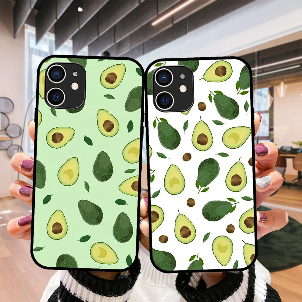 

Cute Green Avocado Phone Case For Apple IPhone 12 Mini 11 Pro XS MAX 7 8 6S X XR Plus 2020 Black Cover Prime 3D Waterproof