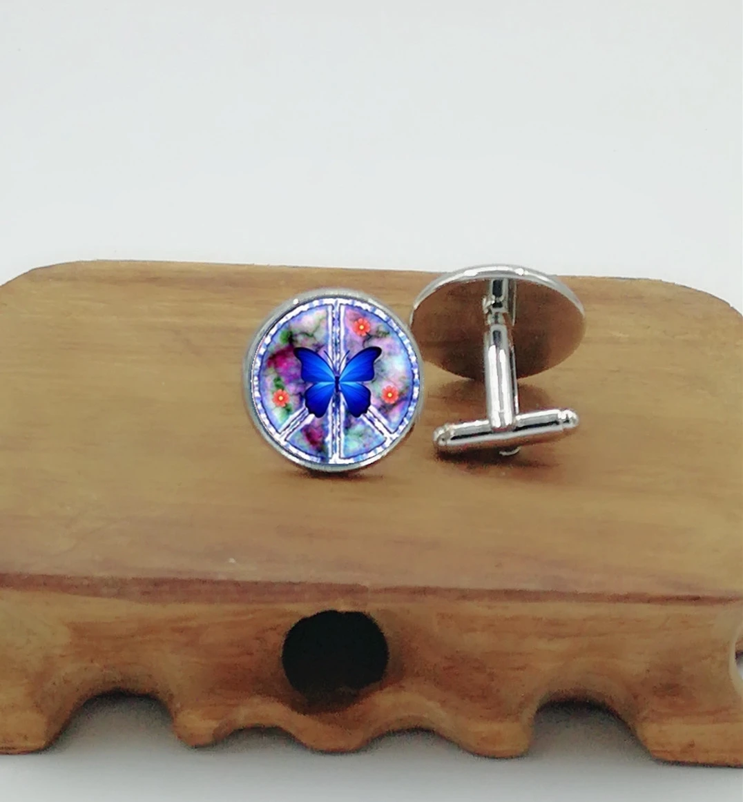2019 New Fashion Pop Peace Logo Butterfly Cufflinks | Украшения и аксессуары