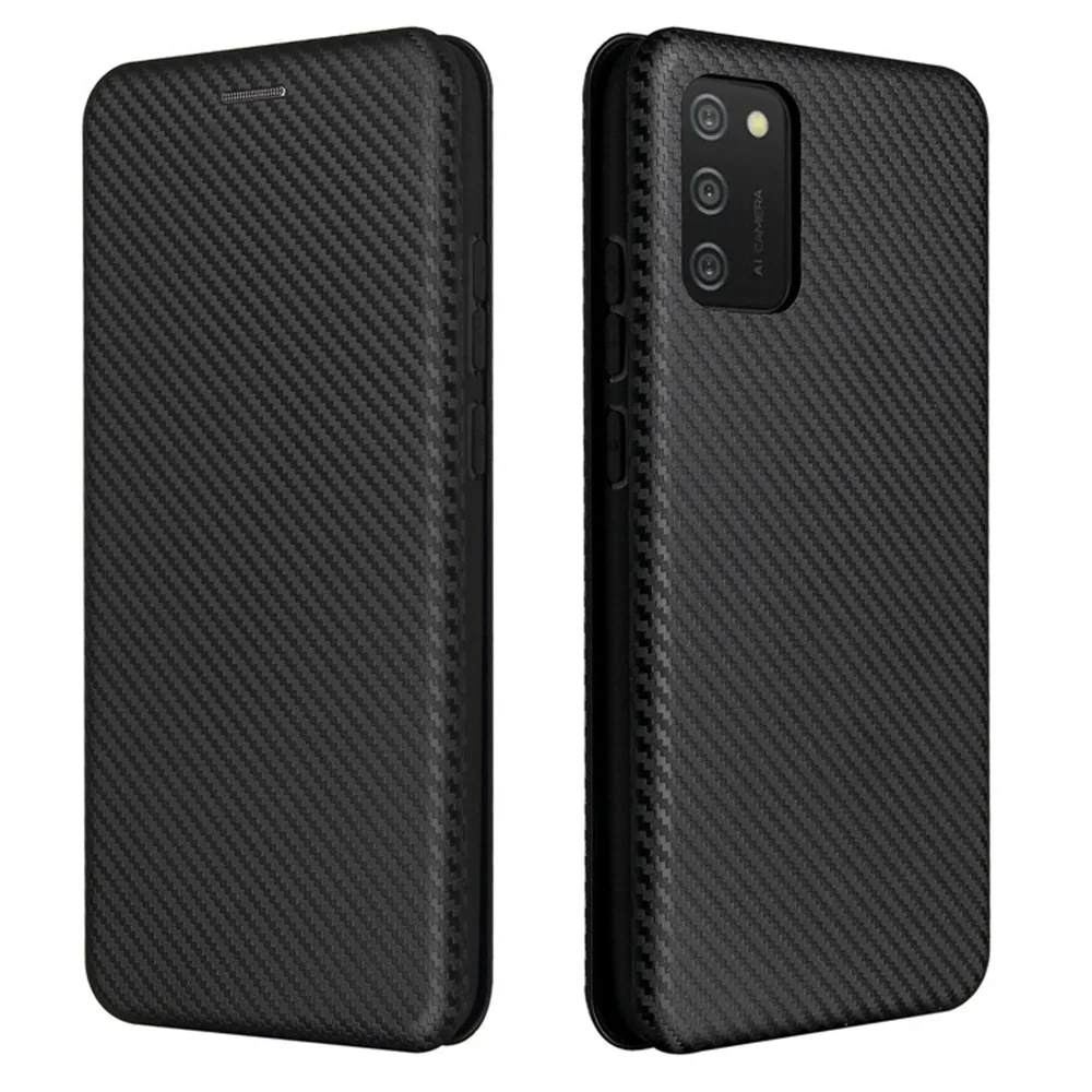 

Carbon Synthetic Fiber Leather Flip Case For Samsung Galaxy A03S Magnetic Adsorption Wallet Cover For Samsung A03S A03 S Fundas