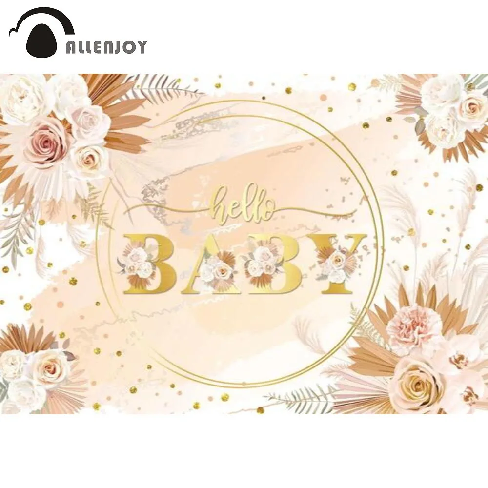 

Allenjoy Boho Baby Shower Backdrop Hello Baby Theme Party Supplies Decorations Banner Photo Booth Props Photoshoot Background
