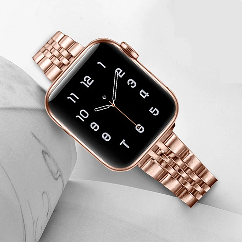 

Ремешок для iWatch Series 7, SE, 6, 5, 4, 3, 2, 1, браслет для Apple Watch 45 мм, 44 мм, 42 мм, 41 мм, 40 мм, 38 мм, деловой браслет из нержавеющей стали