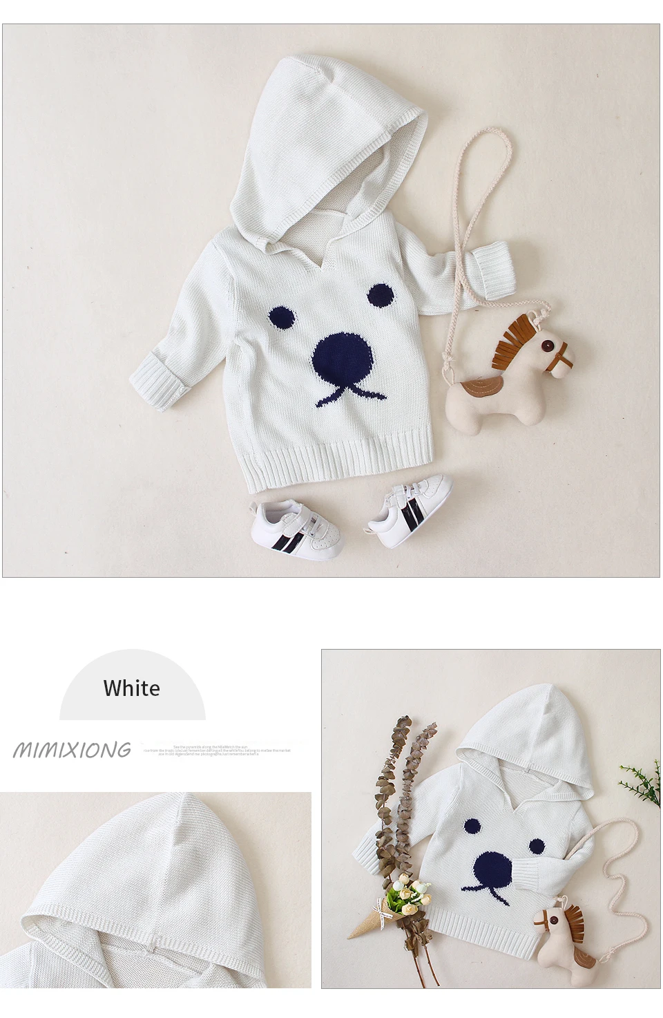 Baby Sweaters For Boys Cartoon Pattern Knitted Newborn Bebe Girls Bunny Jumpers White Outerwear Infant Knitwear Tops 0-2T Autumn