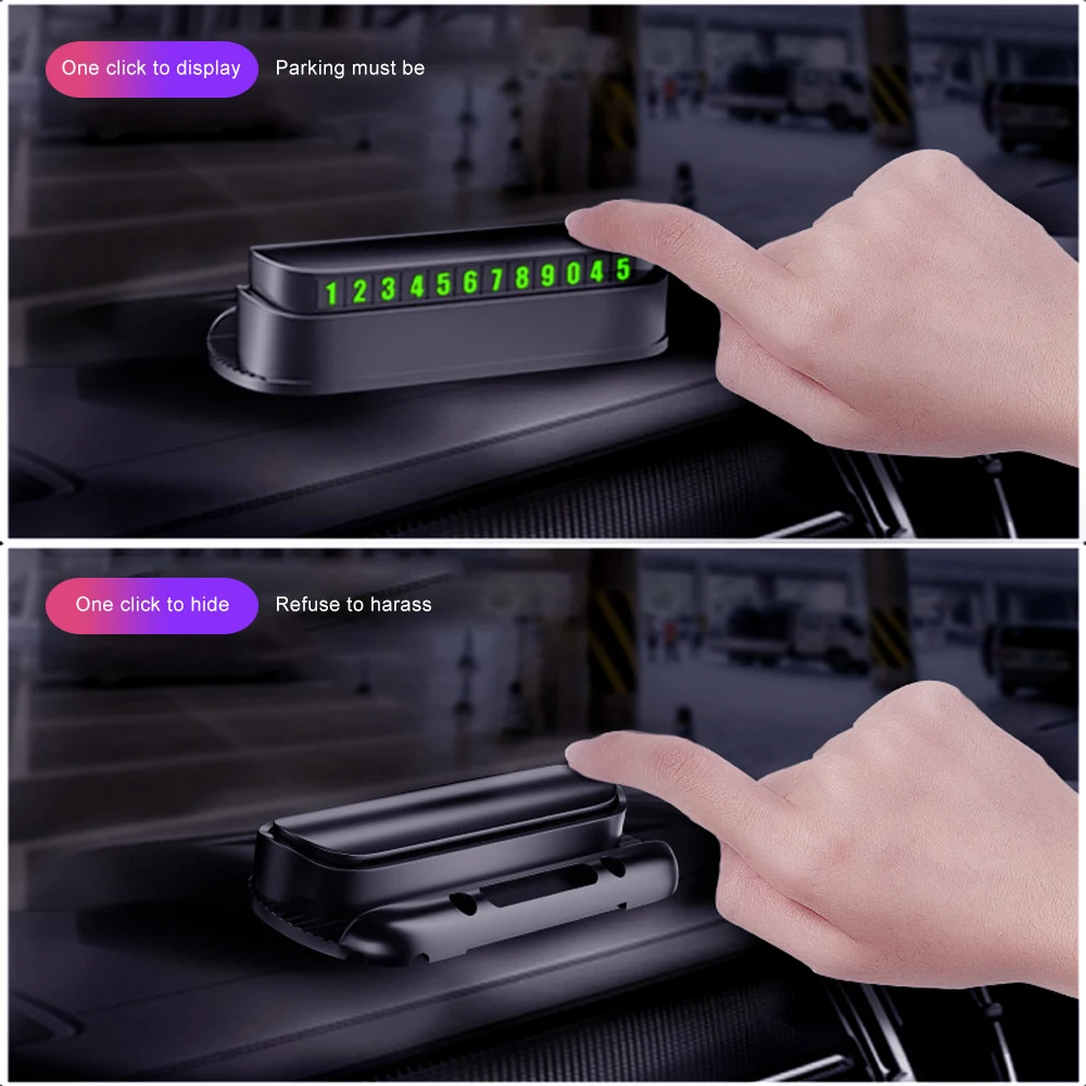 

2019 New Multifunction Luminous Temporary Parking Card Universal Aromatherapy Board Hidden Mobile Car Phone Holder Card Winder