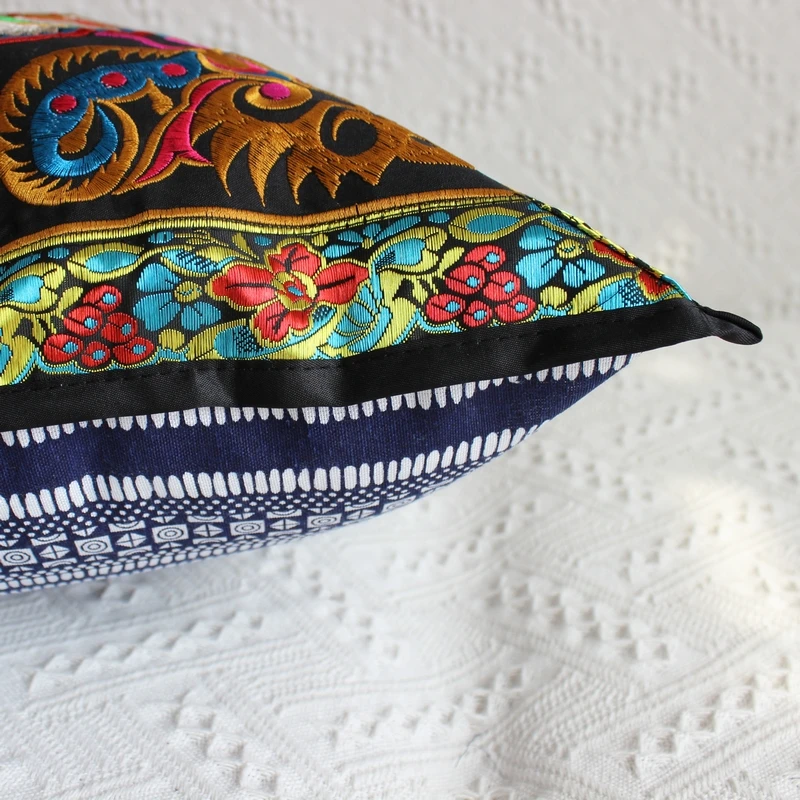 Полный вышитый цветок красочные нация наволочка 45 см квадратный специальный