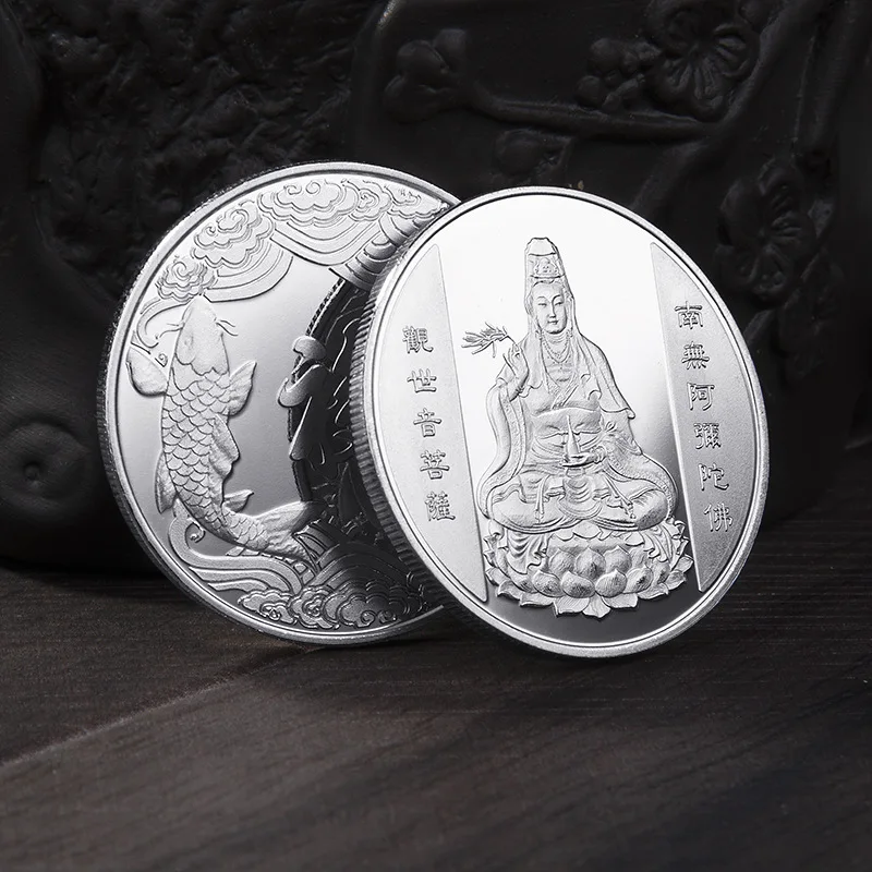 

Ancient Tradition China Bodhisattva God of Wealth Lucky Badge Chinese Style A Lot of Money Running Toward You Commemorative Coin
