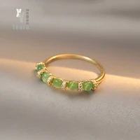 ladys elegant green opals zircon gold color rings for woman 2022 korean fashion jewelry wedding party girls luxury accessories