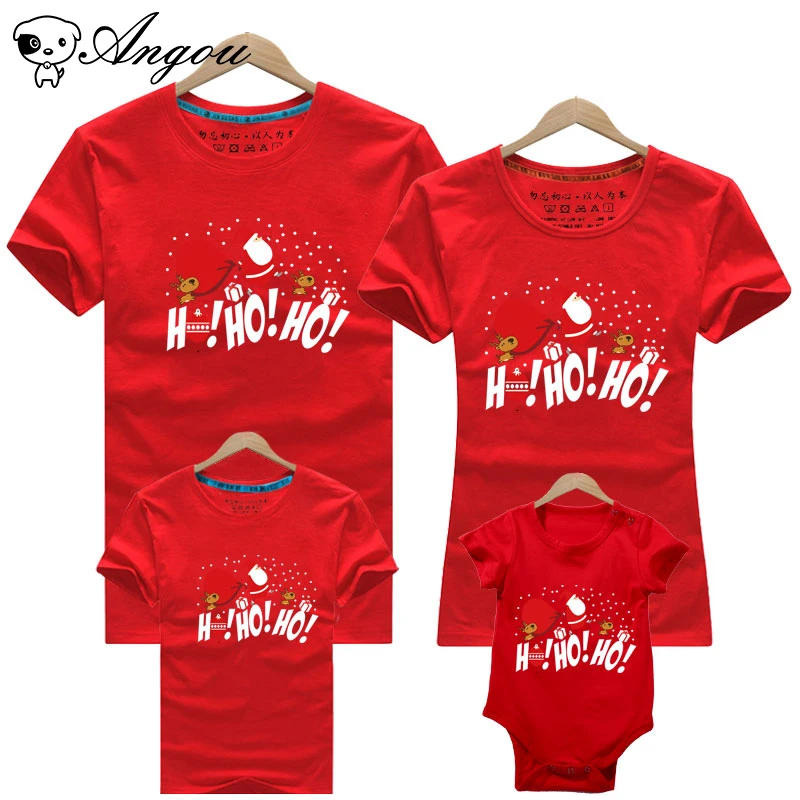 

Angou Baby Romper Father Mother T-shirt Clothing Kids T-shirt Short Sleeve Tops Family Matching T-shirt For Merry Christmas Gift