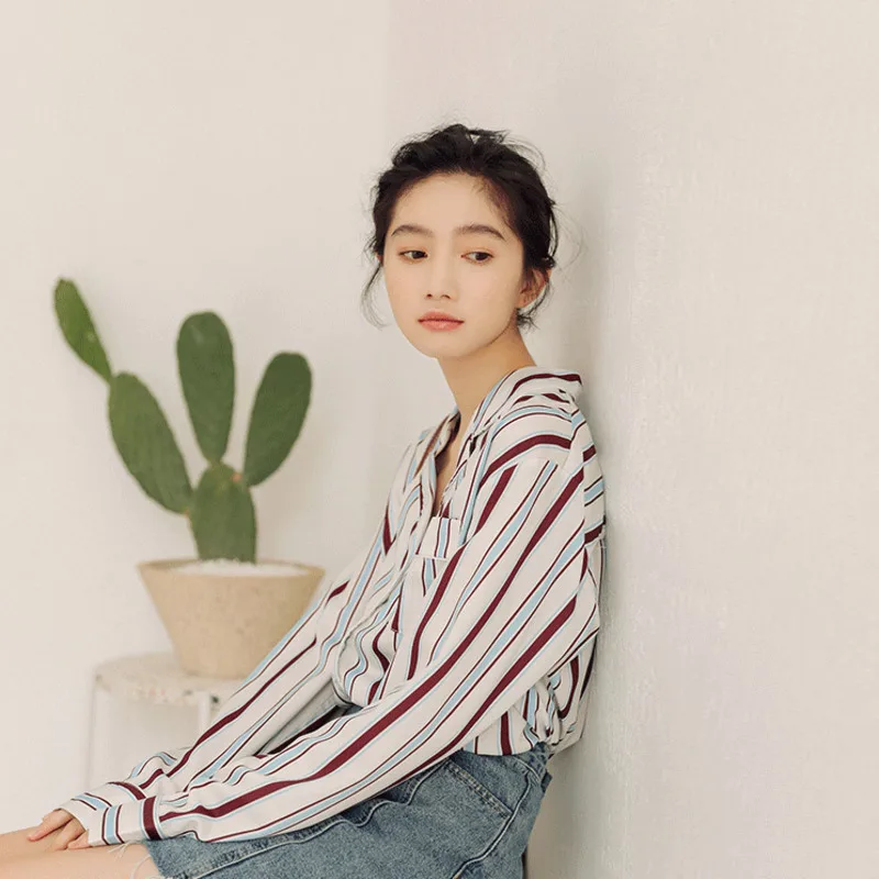Полосатые рубашки для женщин 2020 шикарные шифоновая рубашка с длинным рукавом