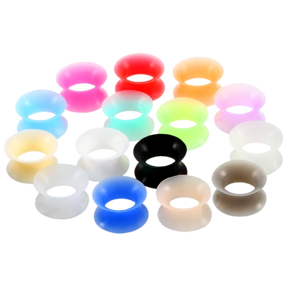 

30Pcs/lot Silicone Ear Plugs And Tunnels Earlets Piercings Mixed 15 Colors Ear Gauges Expander Stretcher Body Piercing Jewelry