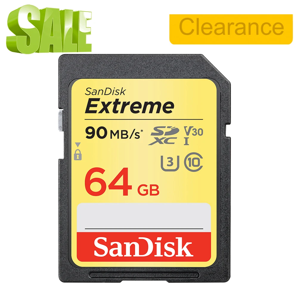 Карта памяти SanDisk Extreme Class10 SD 32 ГБ 90 МБ/с./с карта 64 планировка 4 K UHD C10 U3 V30 150 128