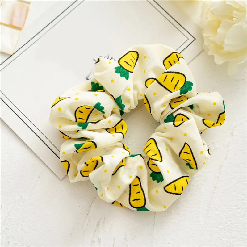 

Summer Sweet Print Hair Scrunchies Rubber Bands For Hair Accessories For Women Girls Ponytail Holder Elastic Hair Ties Ring Hot