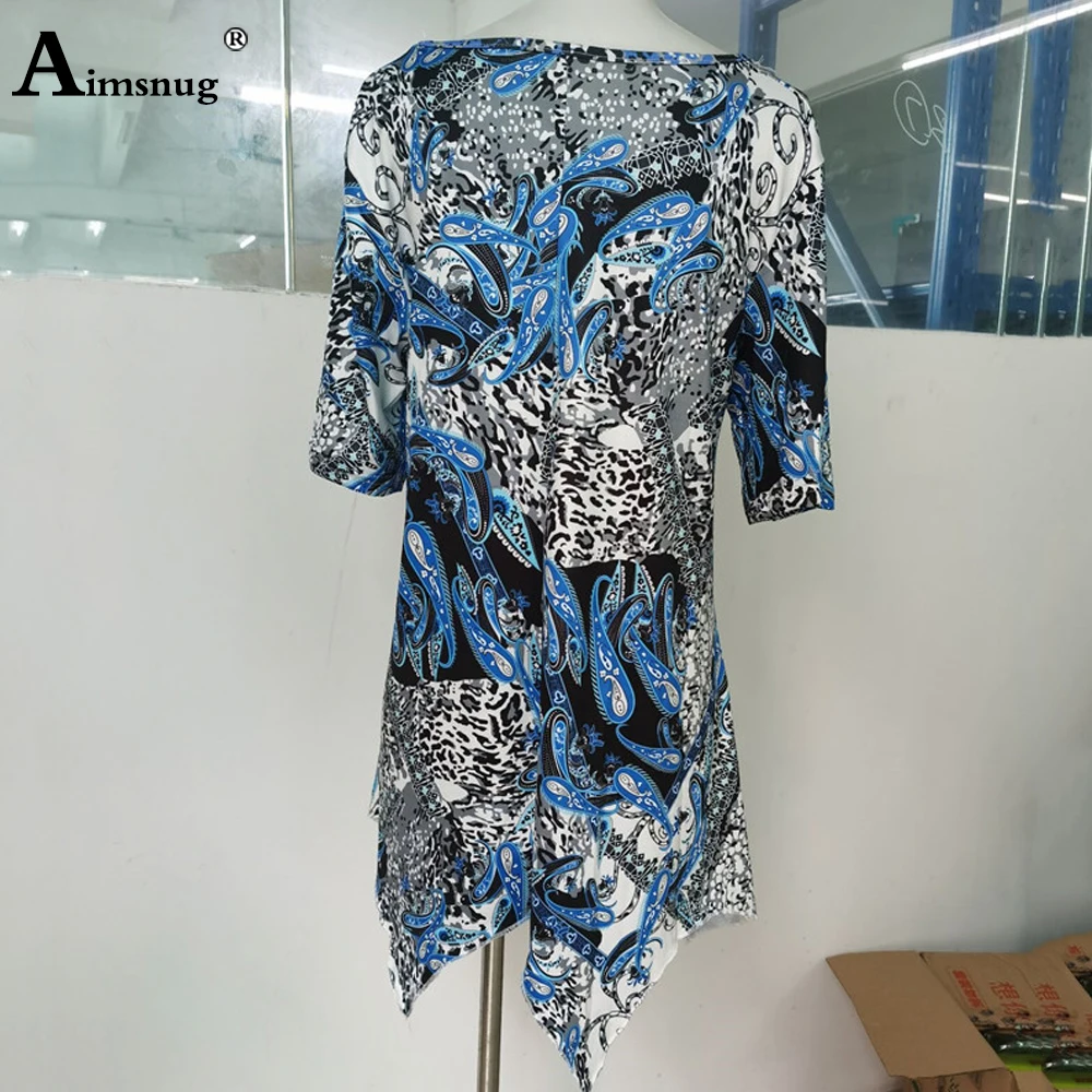 

Plus size 4xl 5xl Ladies T-shirt Short Sleeve Bohemain Digital Print Women's Top 2021 Summer New Irregular Tees Shirt Pullovers