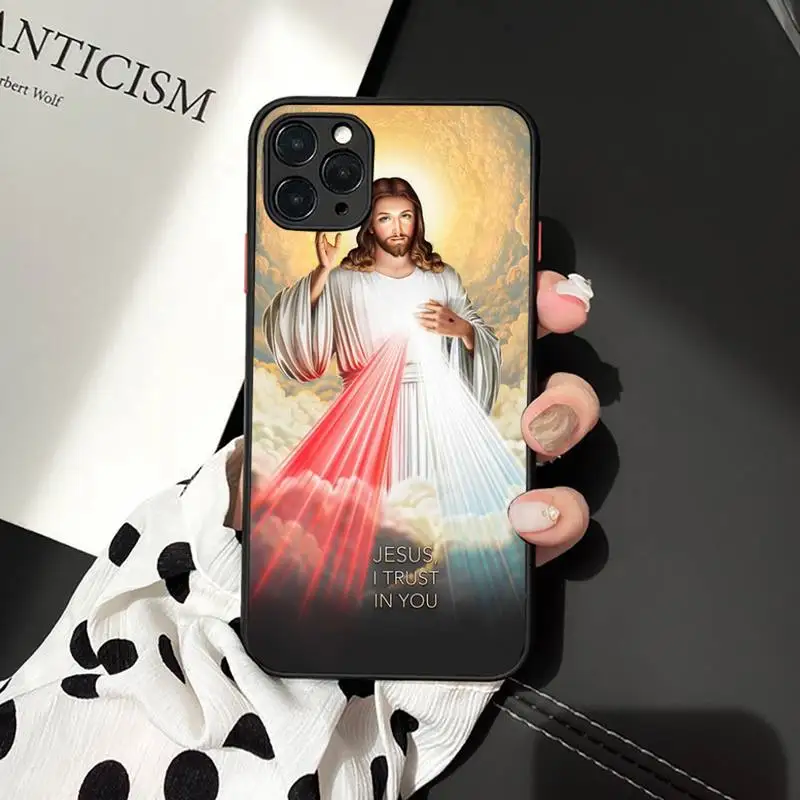 

Divine Mercy Jesus Cross pattern Phone Case matte transparent For iphone 7 8 11 12 plus mini x xs xr pro max cover