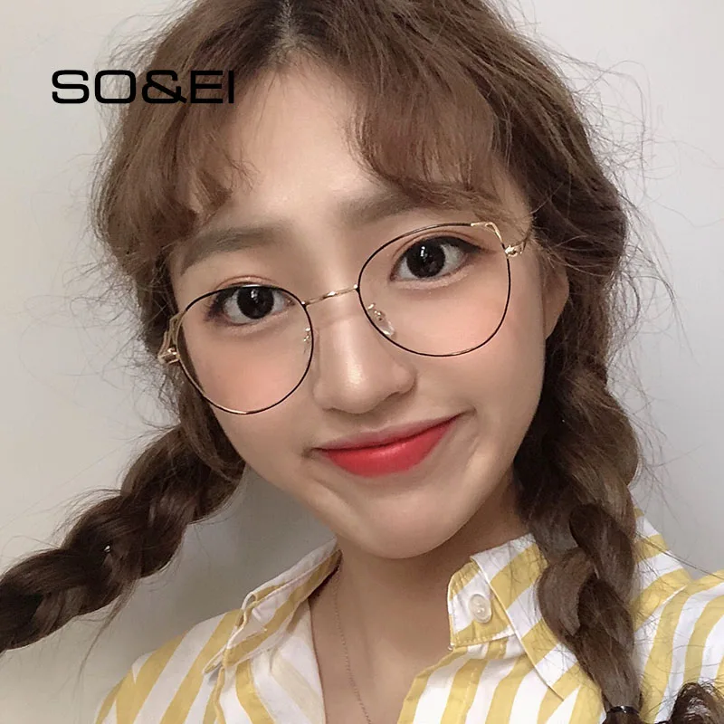 SO & EI Ретро металлическая оправа анти голубые лучевые очки модные кошачьи глаза