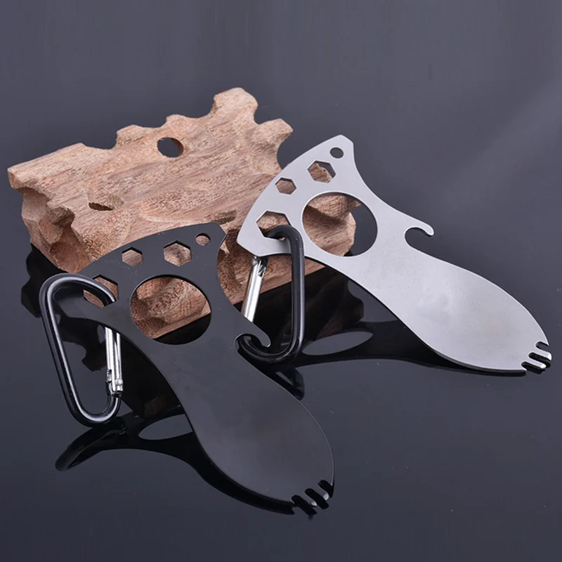 Многофункциональная ложка из нержавеющей стали с пряжкой для альпинизма