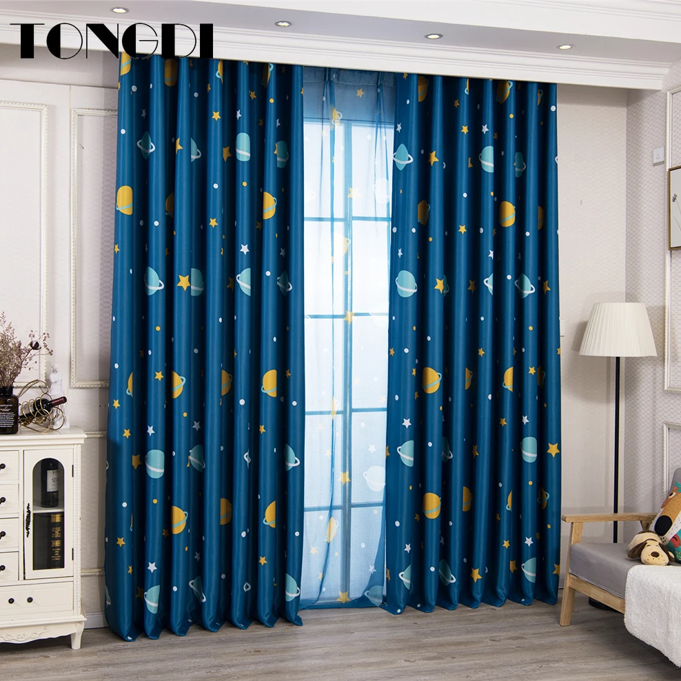 Затемняющая занавеска TONGDI для детей с принтом в виде звездного неба