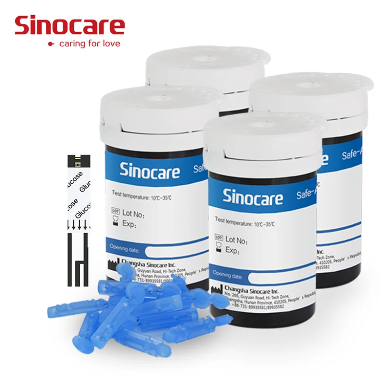 Тест-полоски и Ланцеты для глюкометра Sinocare Safe-Accu, 25/50/100/200/300 шт. - изображение