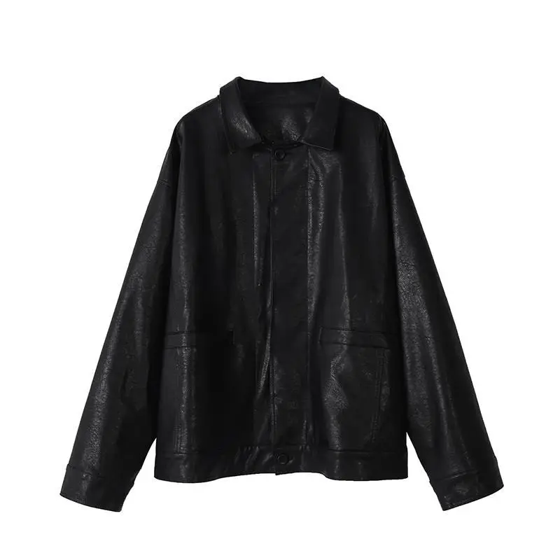 

Winter Black Leather Jacket Women Korean Thin Loose Moto Jacket Female 2020 Spring Fashion Streetwear Lady Outerwear Biker Coats