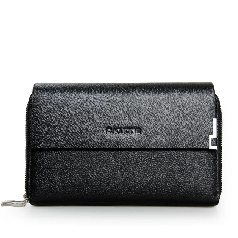 

Genuine leather bag Brand handbags designer men clutch bags double Zipper large capacity hand bag for man bolsas sac