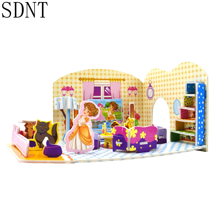 3D головоломки игрушки для детей гостиная картонная модель наборы Детские