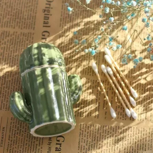 NEWYEARNEW 1piece Ceramic Toothpick Holders Cotton swab Box Candy Storage Creative Cactus Table Decoration Wedding Gifts | Дом и сад