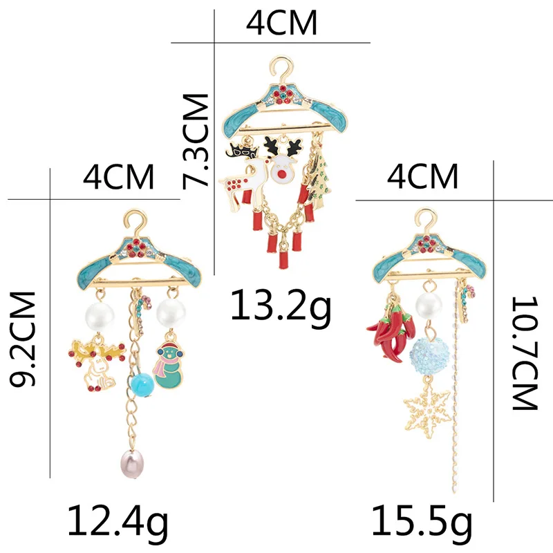 Fashion Brooches Clip For Women Christmas Hanger Cartoon Elk Santa Pendant Jewelry Enamel Pin Metal Anime Badges Men Accessories