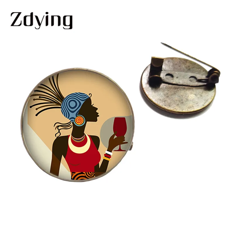 ZDYING Африканский хип-хоп девушки Искусство Живопись круглые Броши Античная