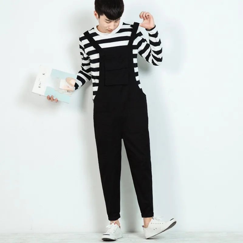 Харадзюку ретро мужские комбинезоны свободные шаровары хлопок комфорт карманы