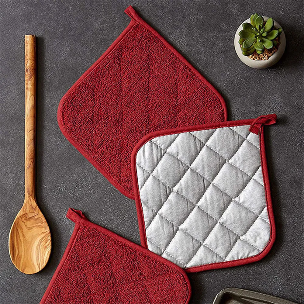 

5 Colors Pot Holders Cotton Kitchen Everyday Basic Terry Pot Holder Heat Resistant Pot Holder For Cooking And Baking Accessories