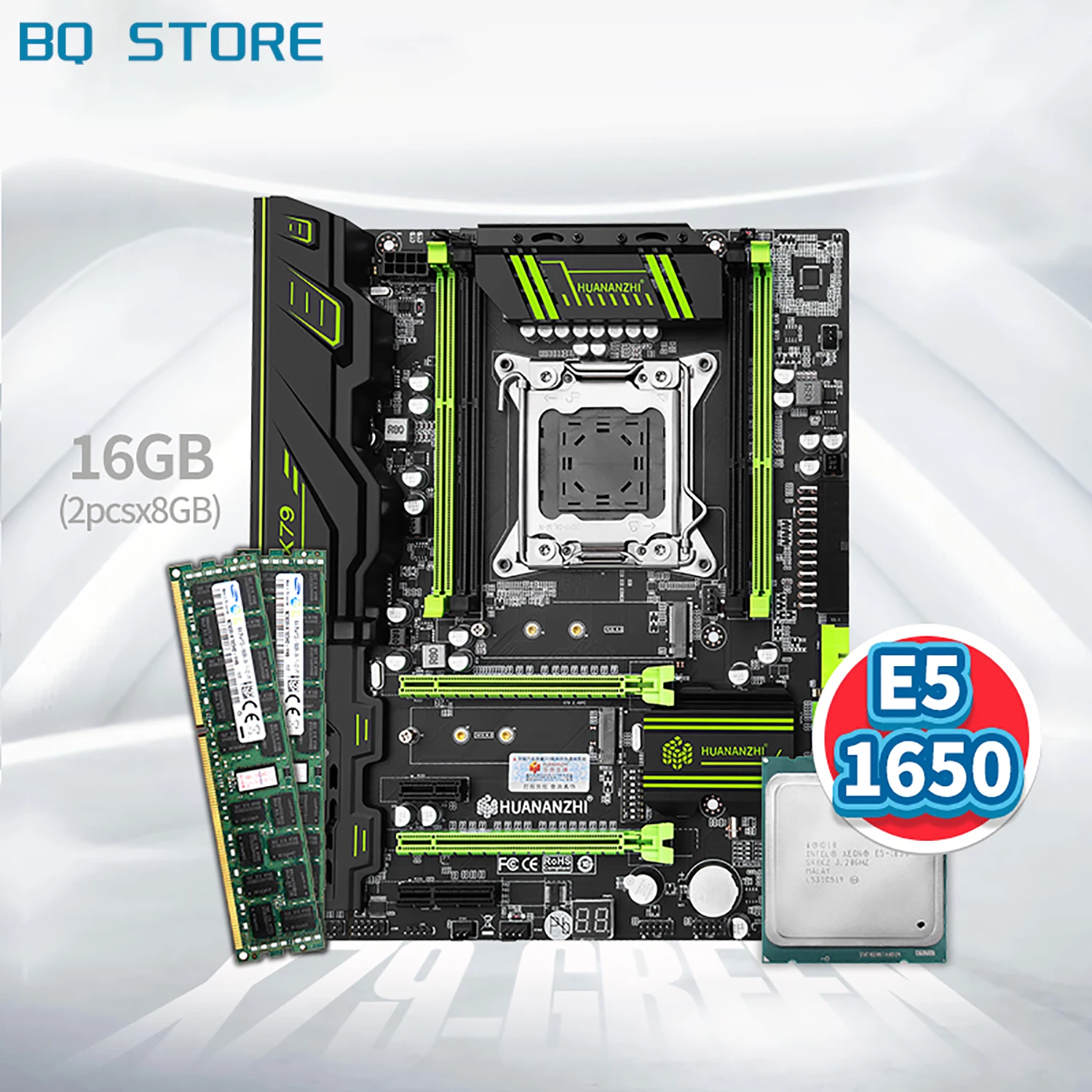 HUANANZHI X79 зеленая 2 49 материнская плата с Intel XEON E5 1650 2*8G DDR3 RECC память комбинированный