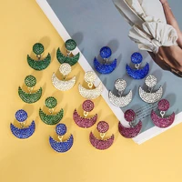 personalized fashion moon earrings 2021 new bohemian exaggerated geometric alloy full diamond earrings female jewelry