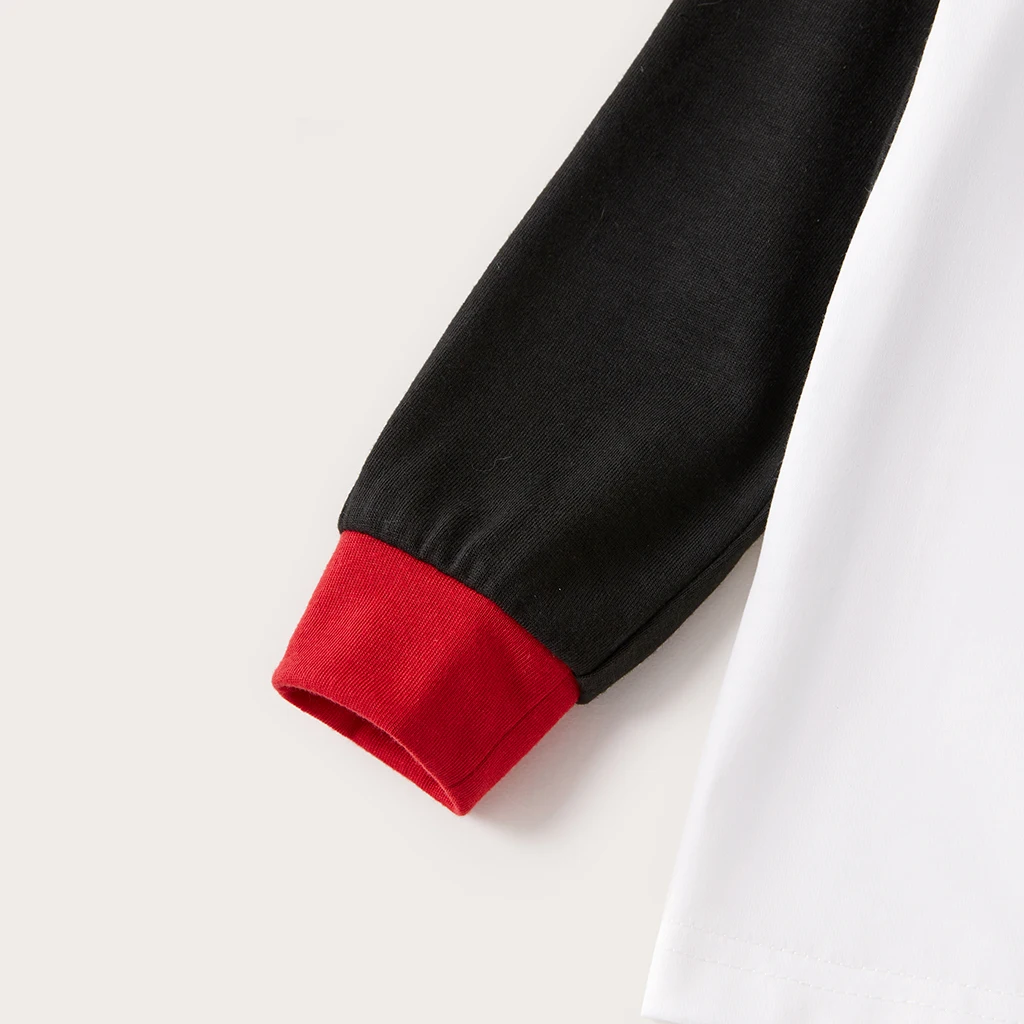 Пижамный комплект с длинным рукавом и принтом снеговика букв|Сочетающаяся