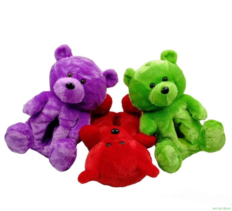

Thick Hot Sale Plush Teddy Bear Cute Rainbow Cartoon Bear Indoor Slippers Non-Slip Mute Bedroom Office Soft Warm Winter Autumn