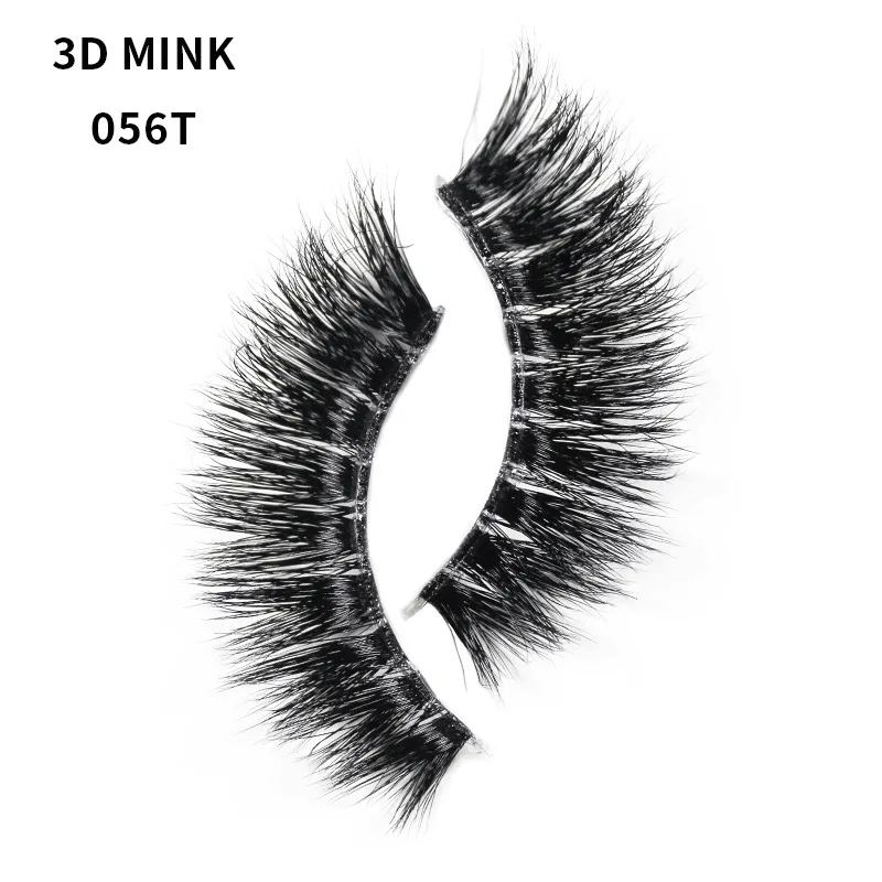 

European American mink hair Dense cross cluster 3D fake eyelashes dense slender transparent stem encrypted eyelashes 056T