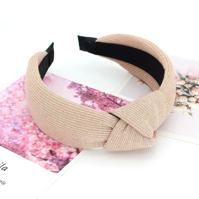 Повязка на голову Geebro Женская однотонная мягкая модная головная повязка с узлом