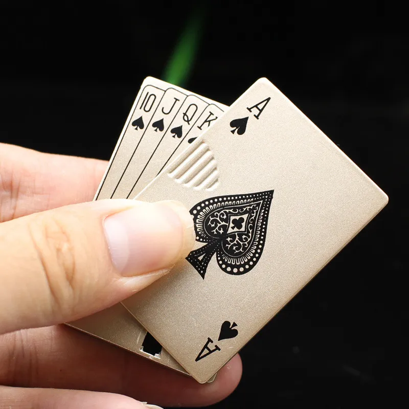 Creative Jet Torch Turbo Lighter Counterfeit Light Playing Cards Butane Windproof Metal Funny Toys For Men | Дом и сад