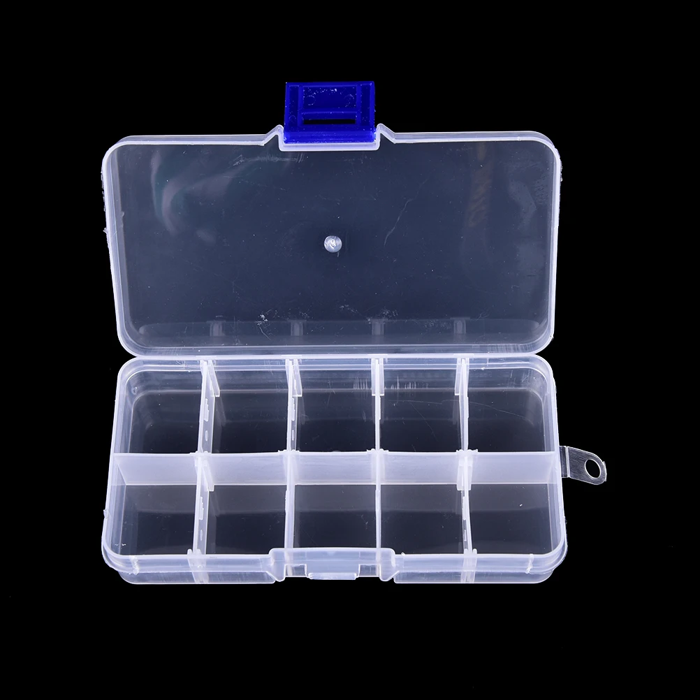 

Durable 10 Compartments Transparent Visible Plastic Fishing Tackle Box Fishing Lure Storage Box Case Fish Tool 12.8*6*2.3 cm