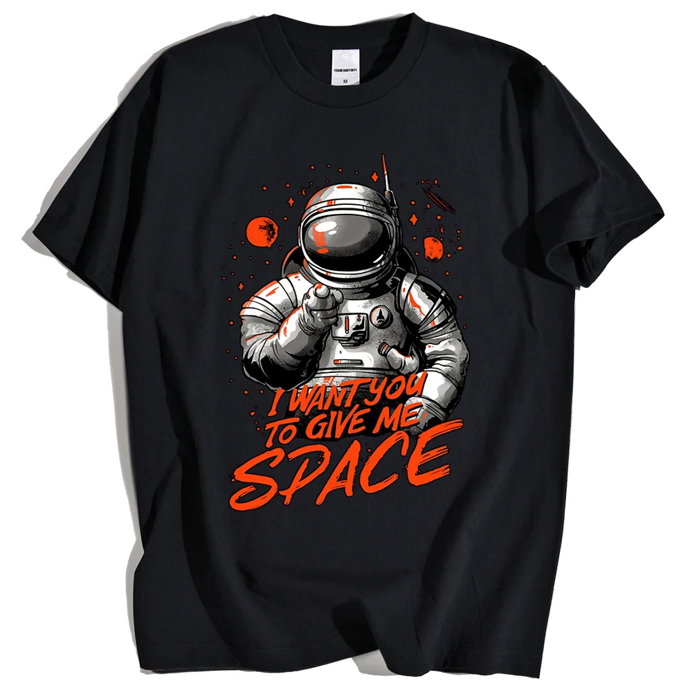 

Astronaut Print T-Shirt Men O-Neck Tee Shirt Creative Cartoon Loose Tops Summer New