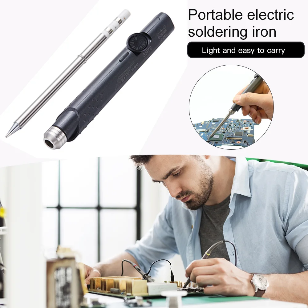 

SH72 65W Mini Electric Soldering Iron Adjustable Temperature DC12-24V Portable Solder Welding Tool for Electronics Repair