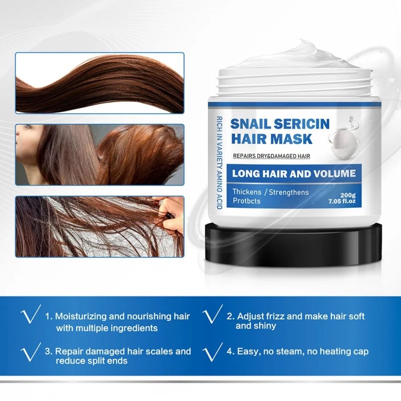 

Snail Sericin Hair Treatment Mask Repair Damaged Dry Restore Soft Hair Nourish Hair Care Hair Mask