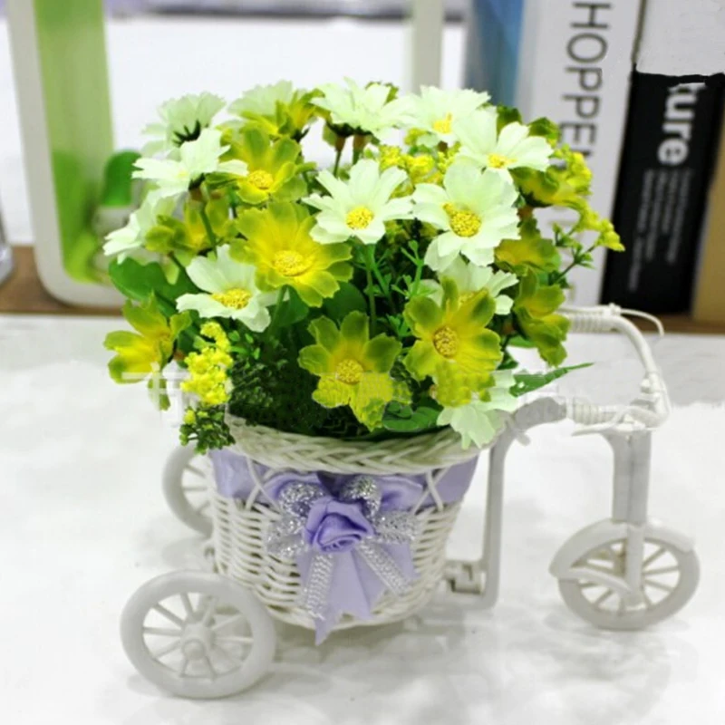 Искусственный велосипед моды розового цвета для домашнего украшения, мебели, пластиковый стол из ротанга.