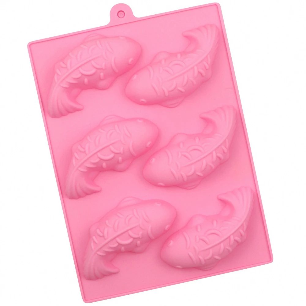 

6 Holes Fish Carp Silicone Cake Molds Creative 3D Soap Making Mold Chocolate Ice Cream Mould Dessert Molds Cake Decorating Tools