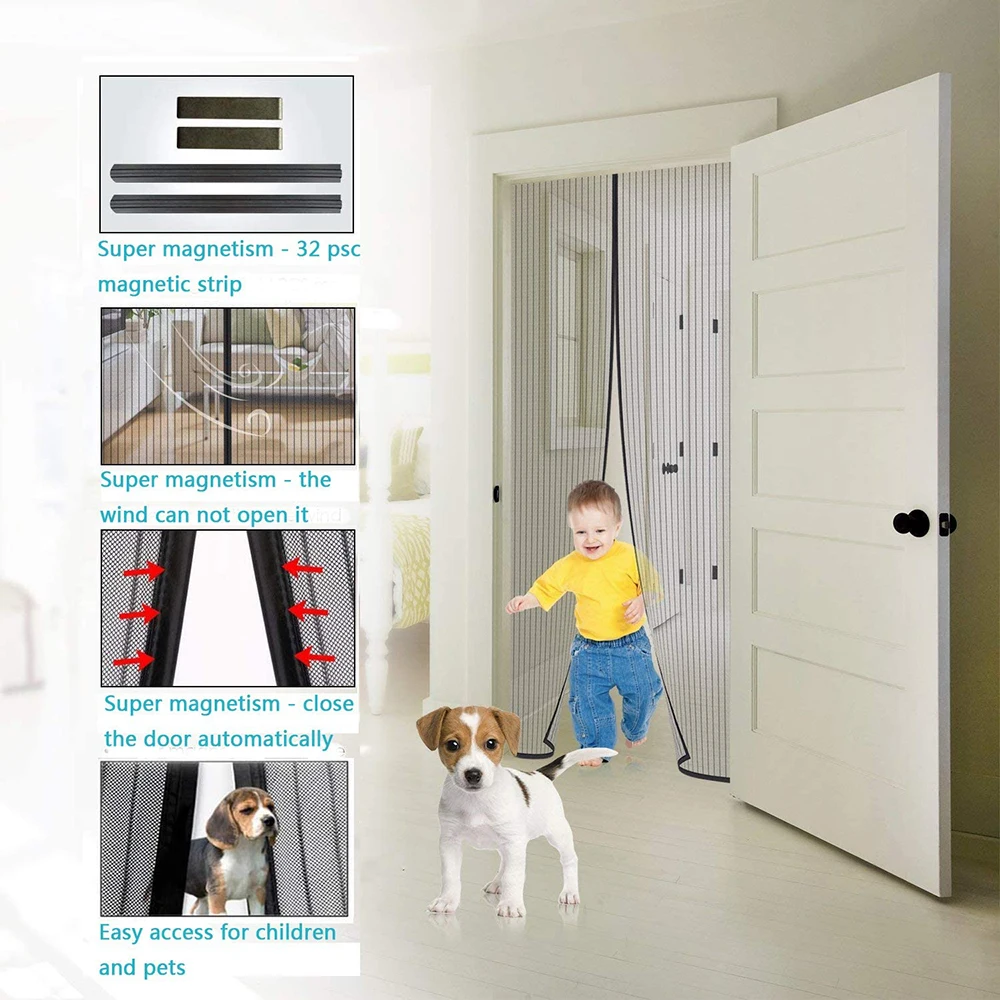

Magnetic screen door heavy-duty insect-proof net curtain, with powerful magnet and full frame, no gaps in the insect-proof door