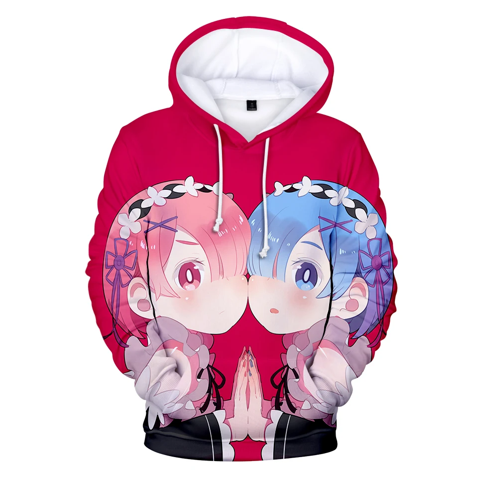 

2019 Winter New Men Women Sweatshirt 3D Print Anime Re Zero Hoodie Long Sleeve Casual Harajuku Hip Hop Pullover tops