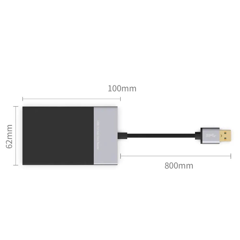 

6 in 1 USB3.0 Multi Memory Card ABS and Aluminum Alloy Shell PVC Wire Reader 2 Port HUB for TF CF Secure Digital Card