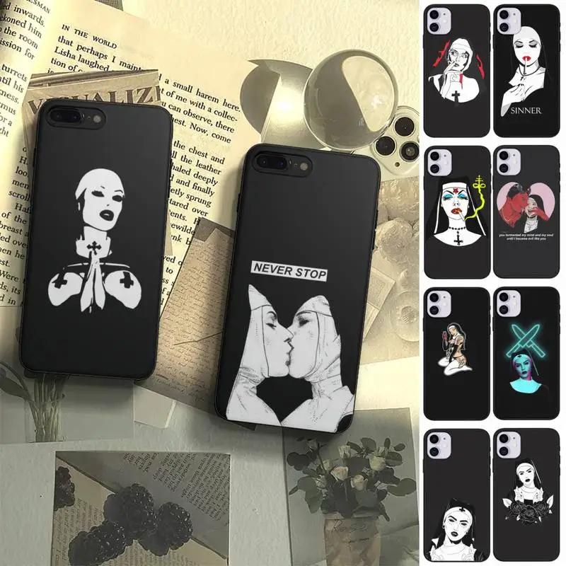 

Sister Style Nun Sexy Girl Phone Case Fundas Shell Cover For Iphone 6 6s 7 8 Plus Xr X Xs 11 12 13 Mini Pro Max